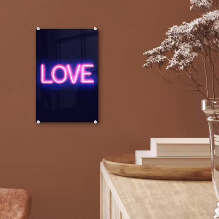 Glas schilderij - Neon - Love - Valentijn — 6