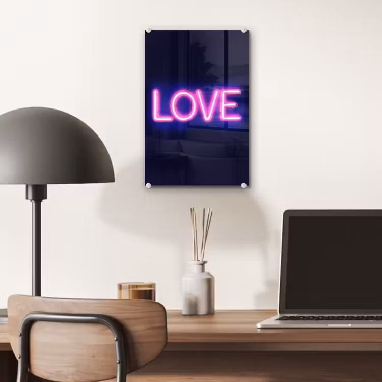 Glas schilderij - Neon - Love - Valentijn — 7