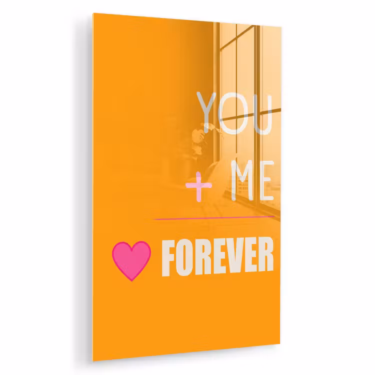 Glas schilderij - Oranje - Love - Valentijn — 1