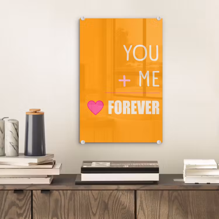 Glas schilderij - Oranje - Love - Valentijn — 2