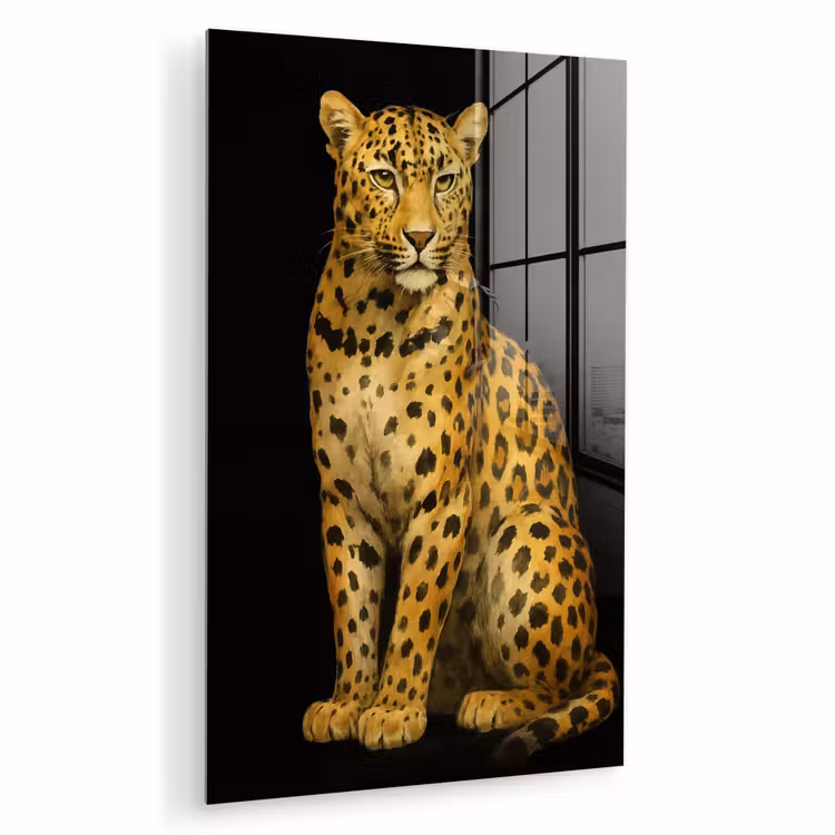 Glas schilderij - Panter - Realistisch - Bruin — 1