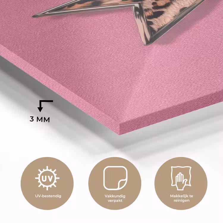 Glas schilderij - Ster - Luipaard - Print - Roze — 3