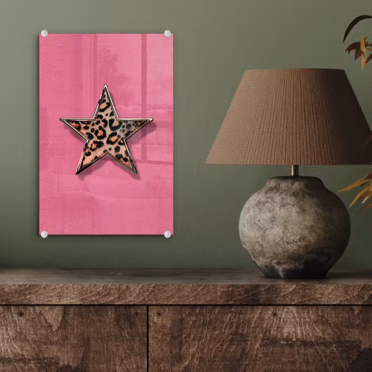 Glas schilderij - Ster - Luipaard - Print - Roze — 4