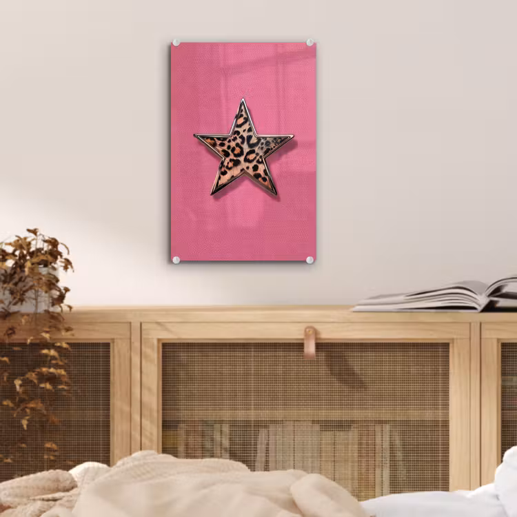 Glas schilderij - Ster - Luipaard - Print - Roze — 5