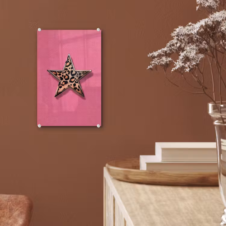 Glas schilderij - Ster - Luipaard - Print - Roze — 6