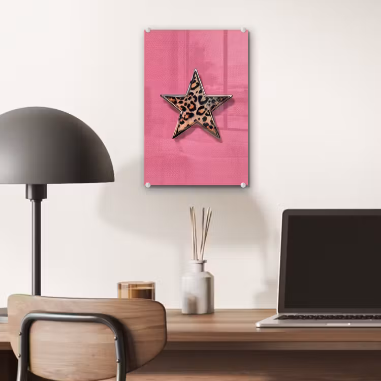 Glas schilderij - Ster - Luipaard - Print - Roze — 7