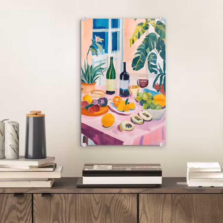 Glas schilderij - Tafel - Wijn - Fruit — 2