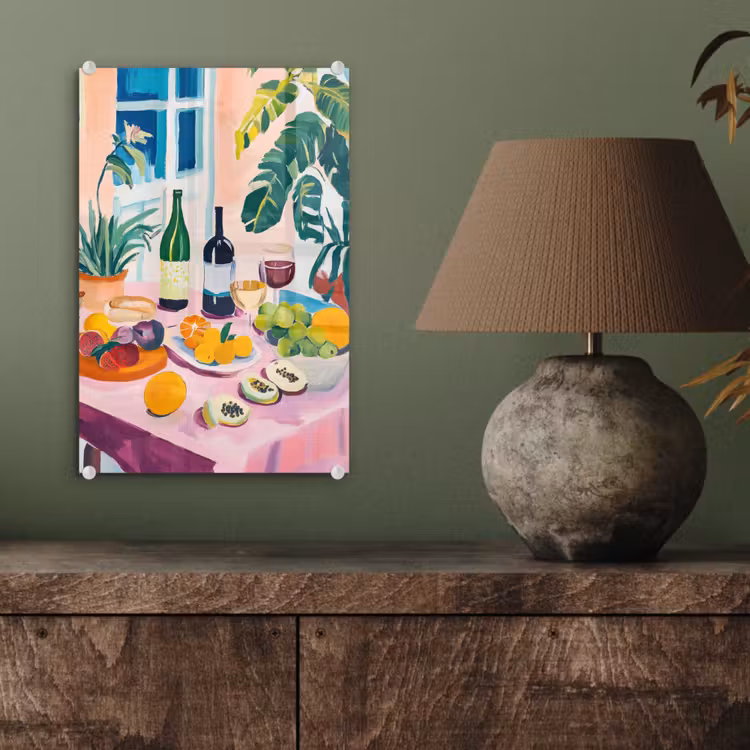 Glas schilderij - Tafel - Wijn - Fruit — 4