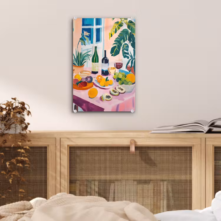 Glas schilderij - Tafel - Wijn - Fruit — 5
