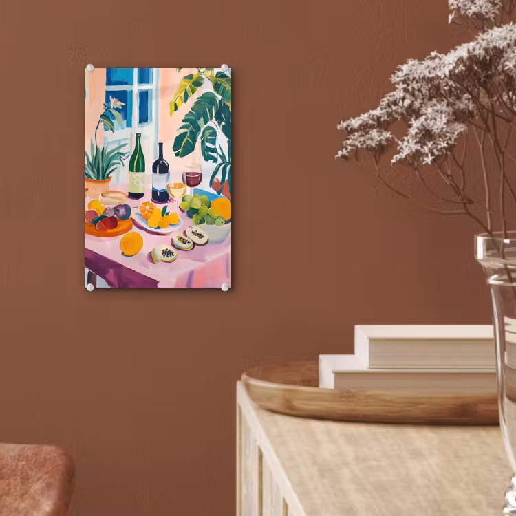 Glas schilderij - Tafel - Wijn - Fruit — 6