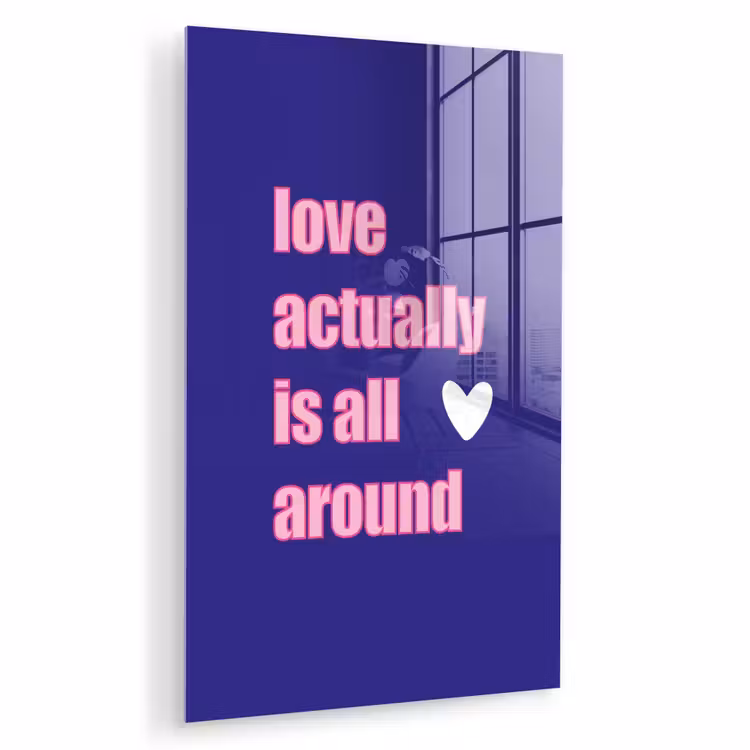 Glas schilderij - Tekst - Valentijn - Love - Blauw — 1