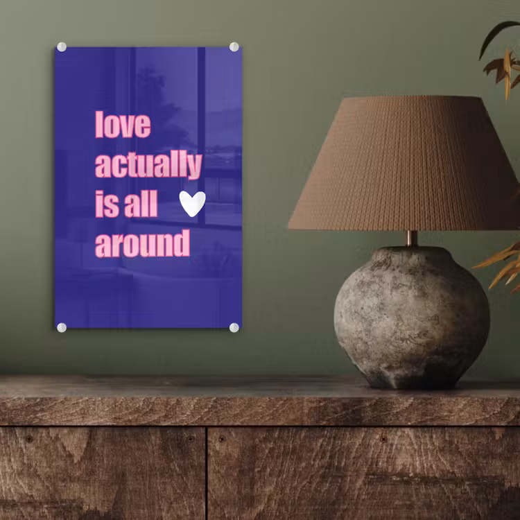 Glas schilderij - Tekst - Valentijn - Love - Blauw — 4