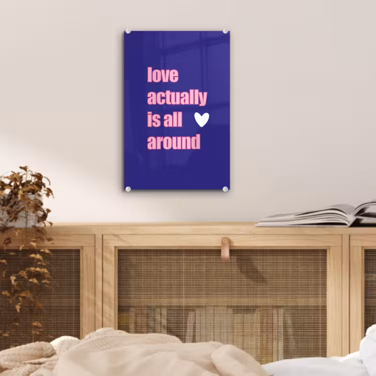 Glas schilderij - Tekst - Valentijn - Love - Blauw — 5