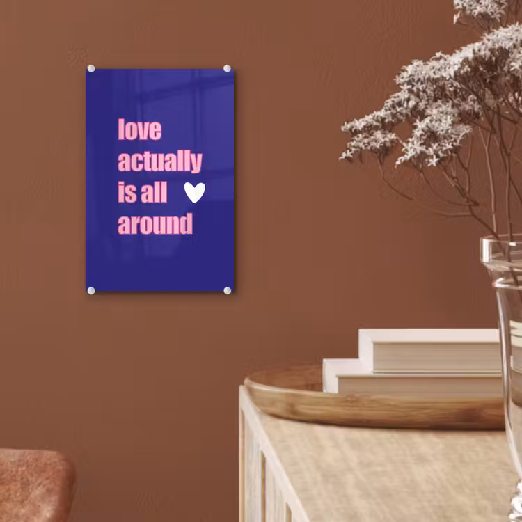 Glas schilderij - Tekst - Valentijn - Love - Blauw — 6