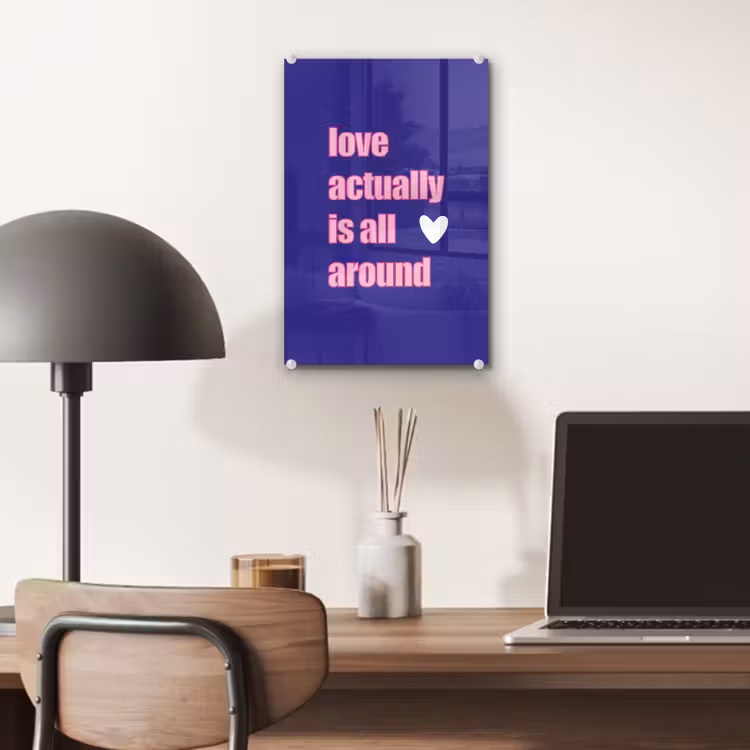 Glas schilderij - Tekst - Valentijn - Love - Blauw — 7