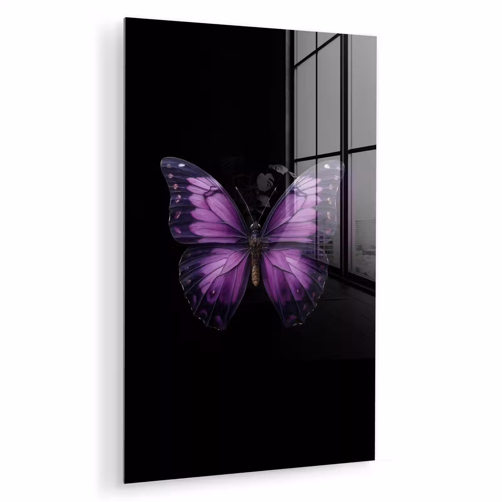 Glas schilderij - Vlinder - Paars - Levendig — 1