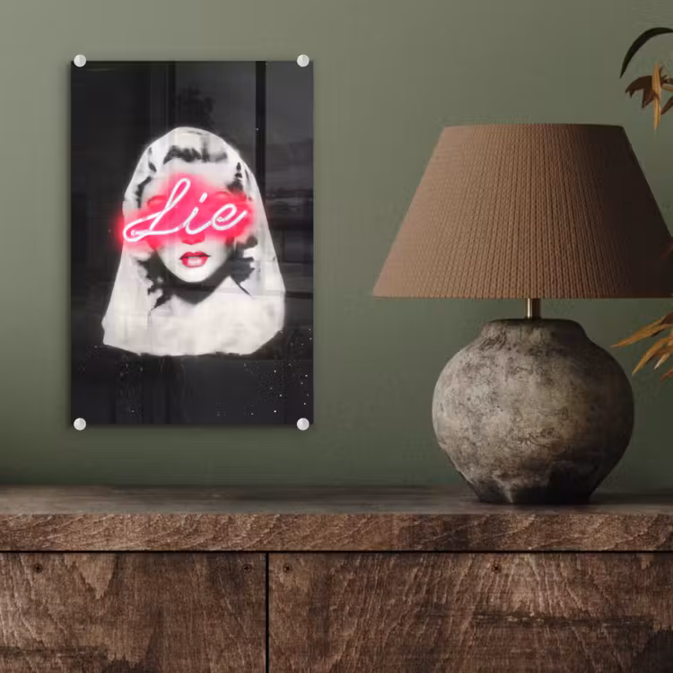 Glas schilderij - Neon - Letters - Vintage - Vrouw — 4