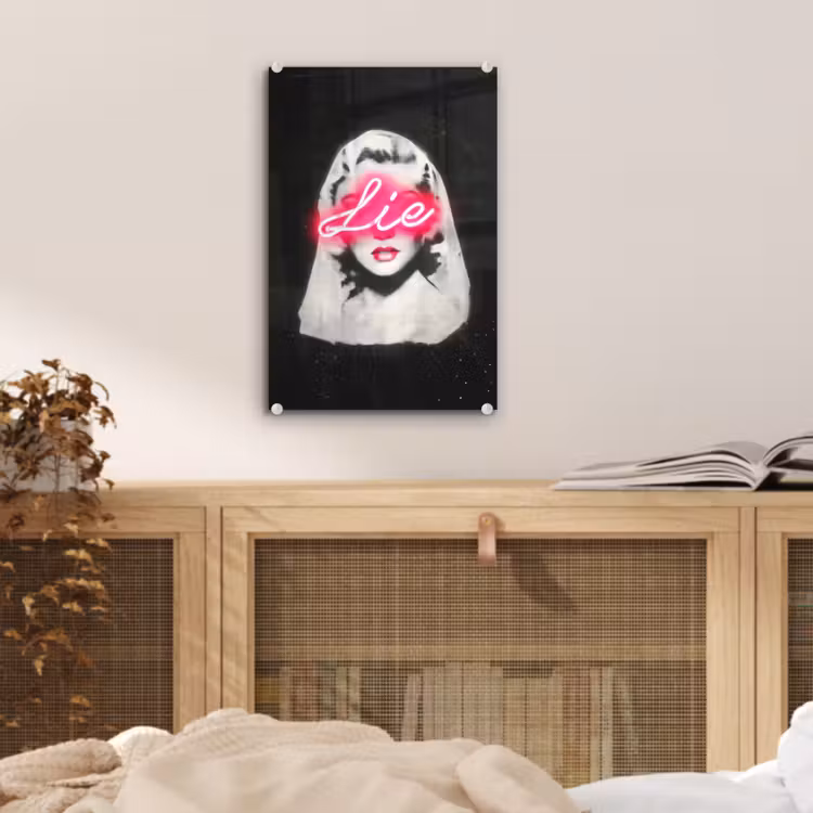 Glas schilderij - Neon - Letters - Vintage - Vrouw — 5