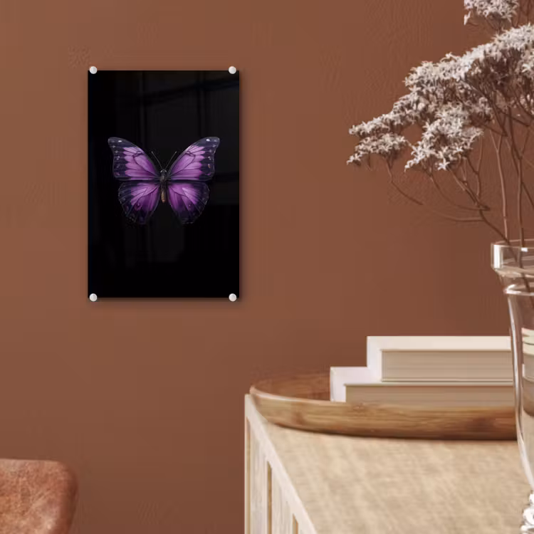 Glas schilderij - Vlinder - Paars - Levendig — 6