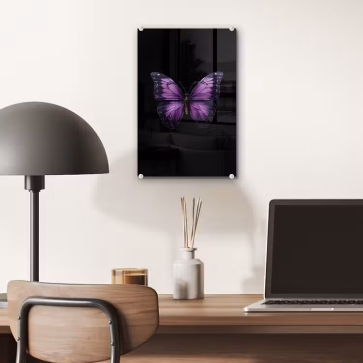 Glas schilderij - Vlinder - Paars - Levendig — 7