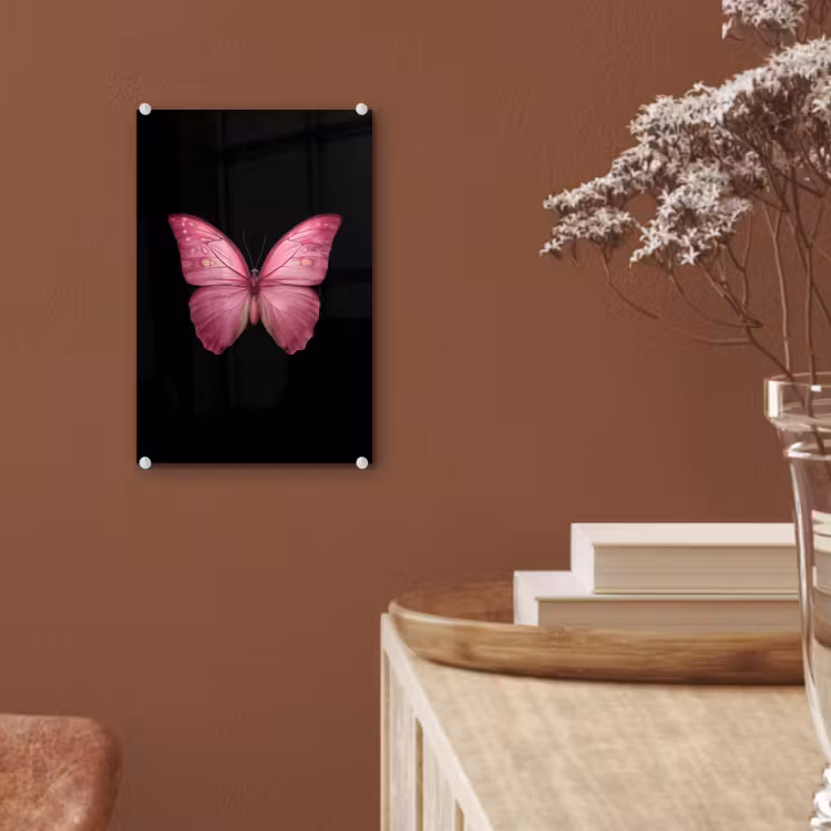 Glas schilderij - Vlinder - roze - Elegant — 6