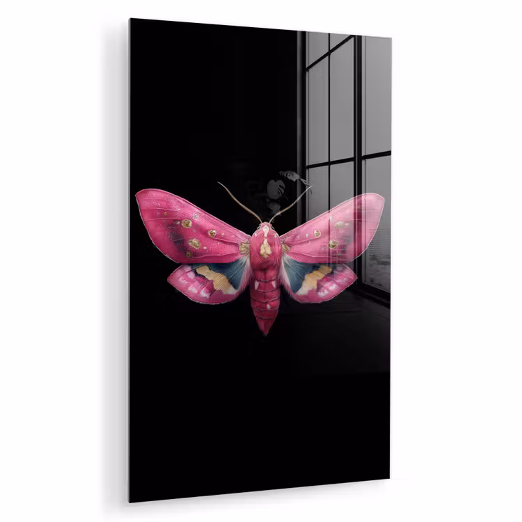 Glas schilderij - Vlinder - Roze - Nachtvlinder — 1