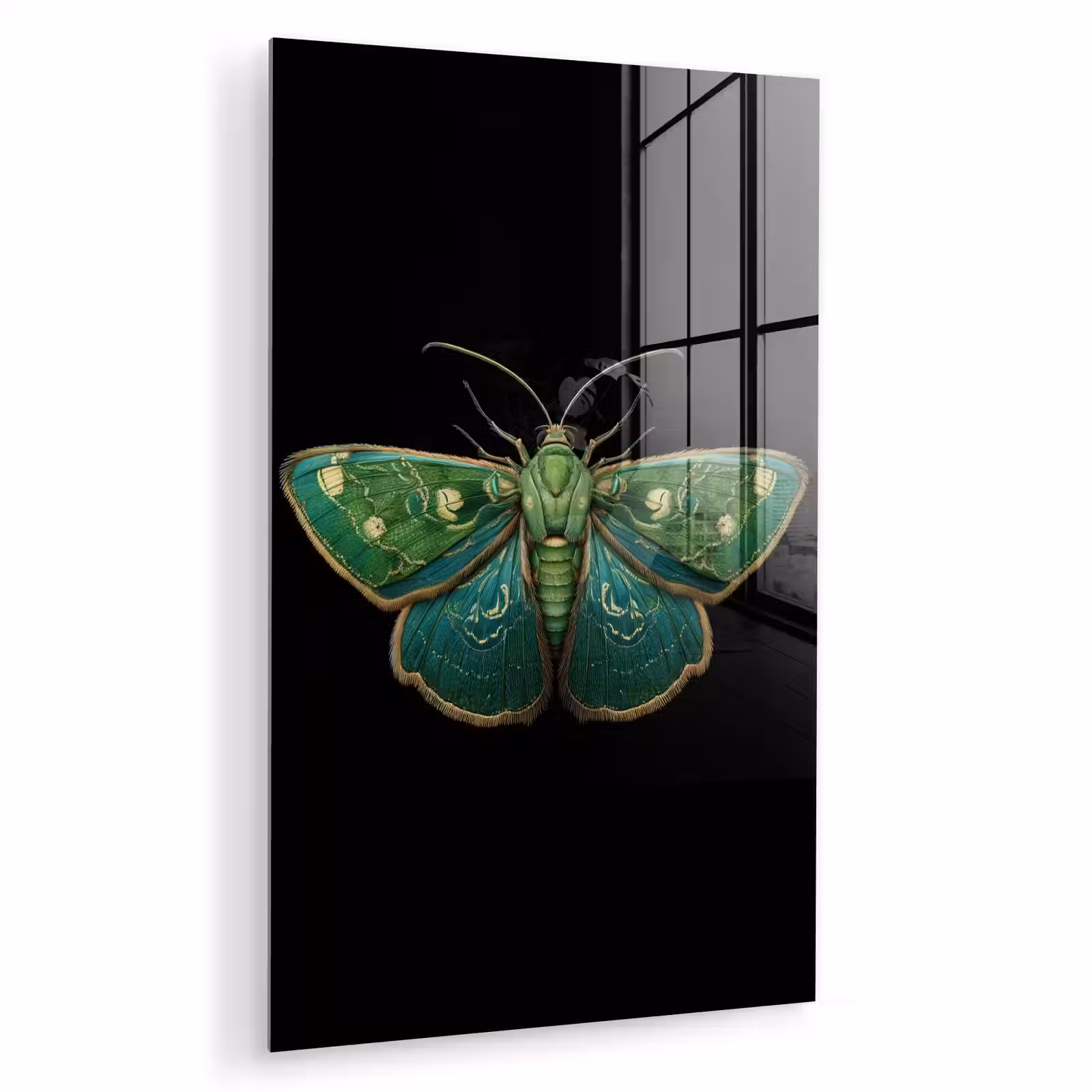 Glas schilderij - Mot - Levendig - Groen — 1