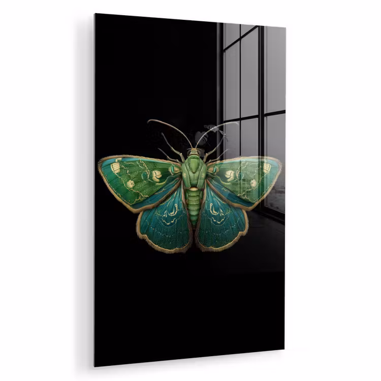 Glas schilderij - Mot - Levendig - Groen — 1