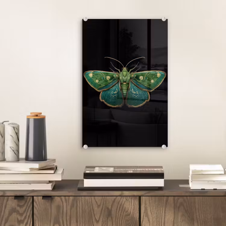 Glas schilderij - Mot - Levendig - Groen — 2