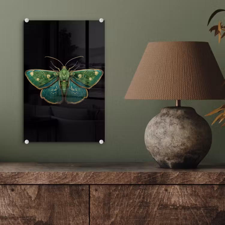 Glas schilderij - Mot - Levendig - Groen — 4