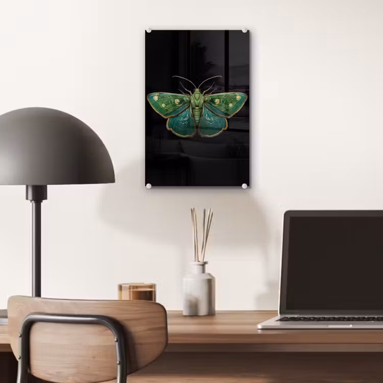 Glas schilderij - Mot - Levendig - Groen — 7