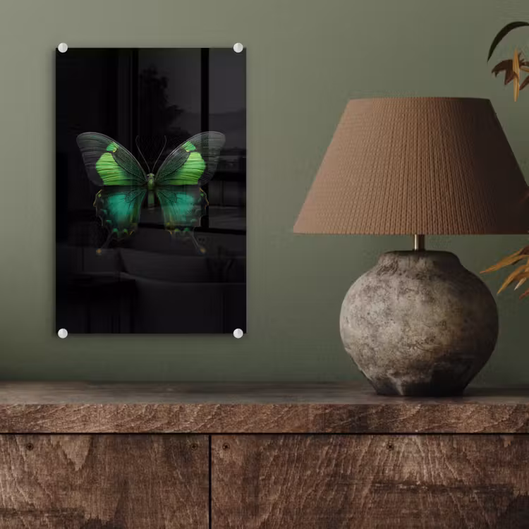 Glas schilderij - Vlinder - Groen - Opvallend — 4