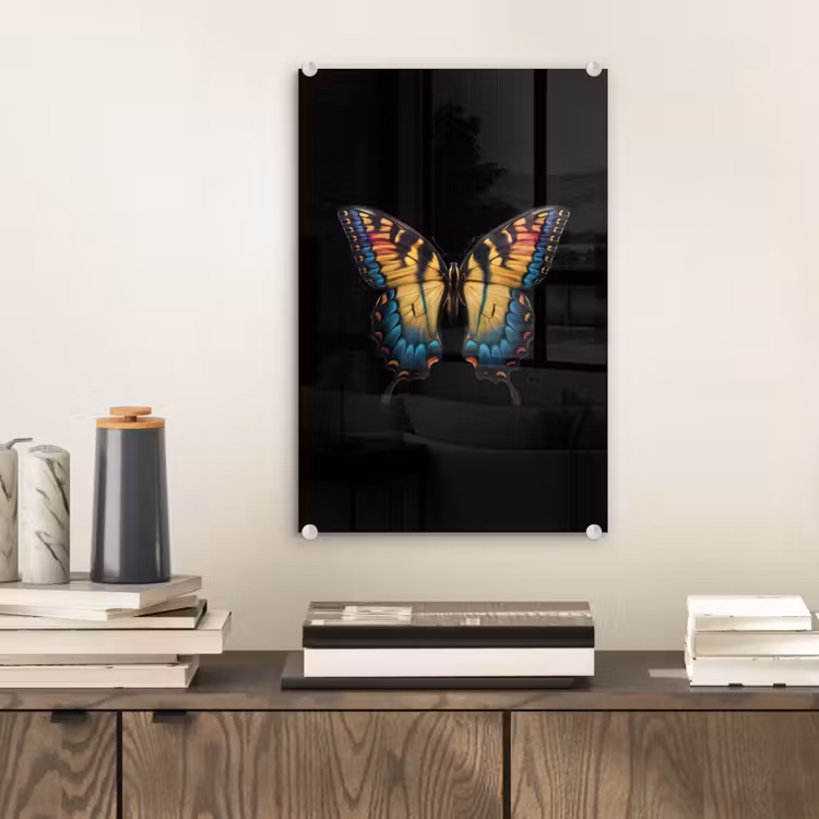 Glas schilderij - Vlinder - Kleurrijk - Speels — 2