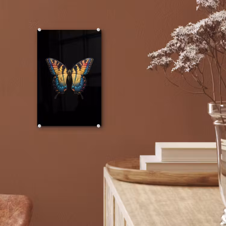 Glas schilderij - Vlinder - Kleurrijk - Speels — 6