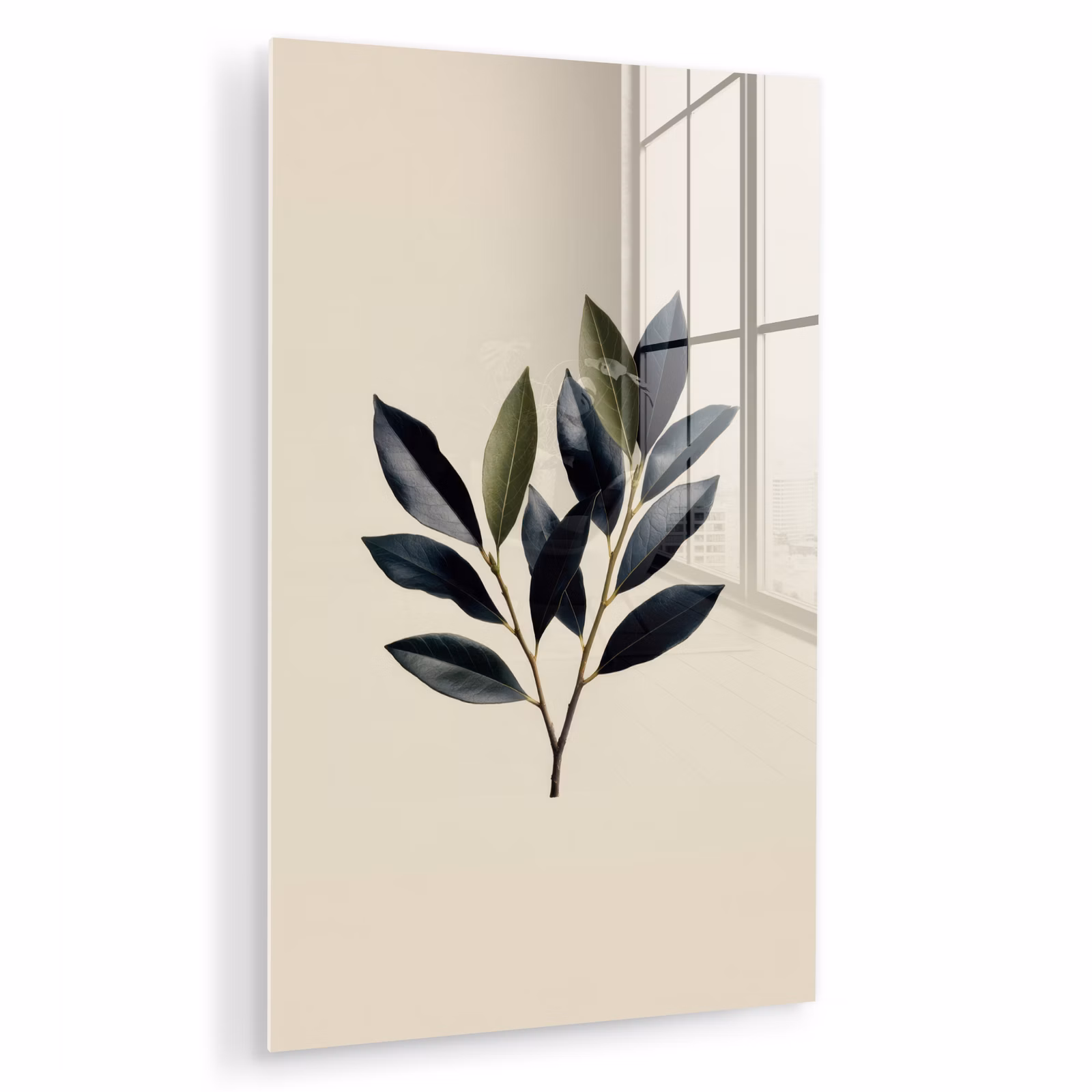 Glas schilderij - Ovaal - Olijfgroen - Simpel — 1