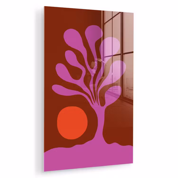 Glas schilderij - Boom - Paars - Cirkel - Vloeiend — 1