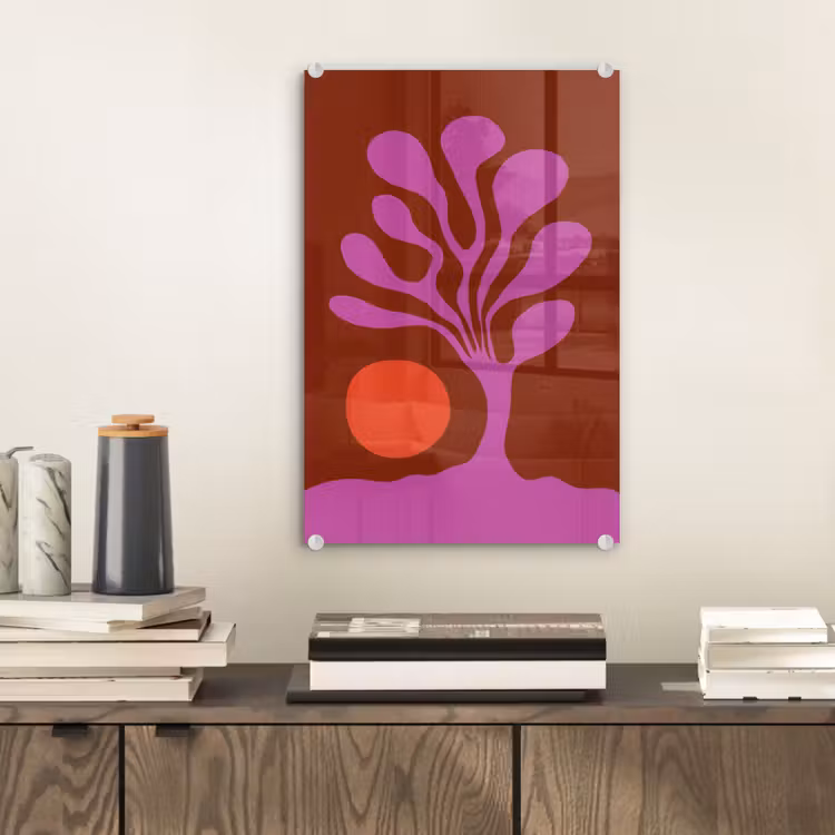 Glas schilderij - Boom - Paars - Cirkel - Vloeiend — 2