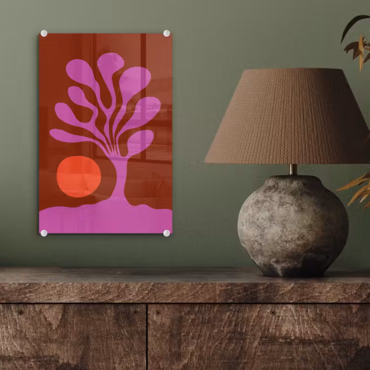 Glas schilderij - Boom - Paars - Cirkel - Vloeiend — 4