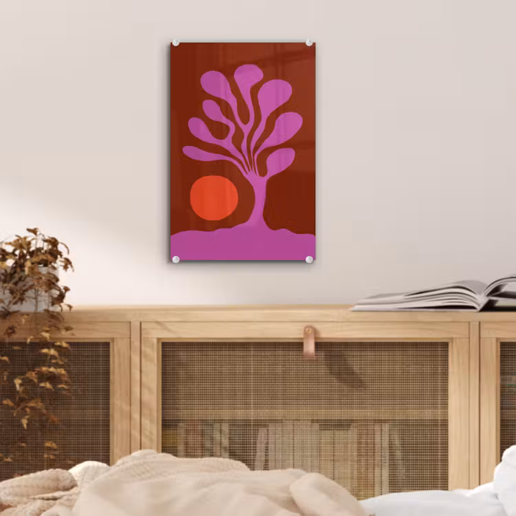 Glas schilderij - Boom - Paars - Cirkel - Vloeiend — 5