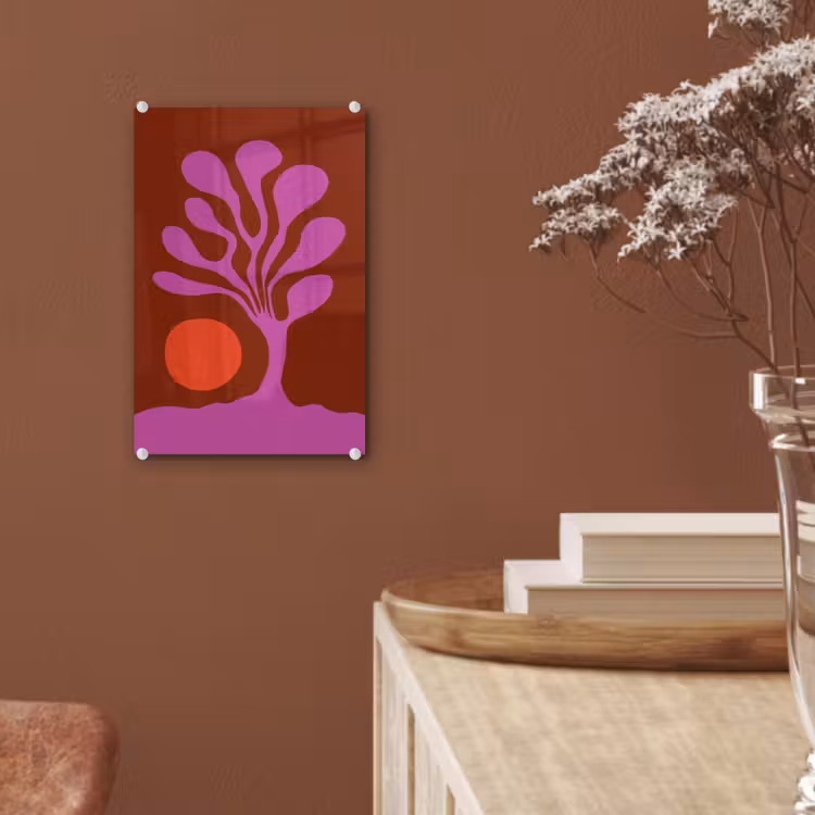 Glas schilderij - Boom - Paars - Cirkel - Vloeiend — 6