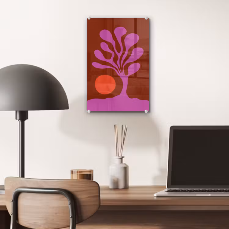 Glas schilderij - Boom - Paars - Cirkel - Vloeiend — 7