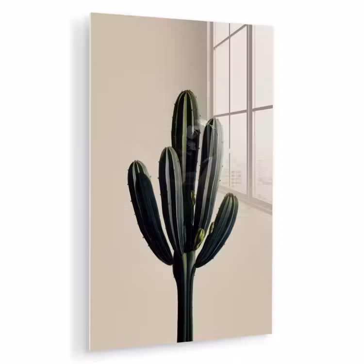 Glas schilderij - Cactus - Subtiel - Groen — 1