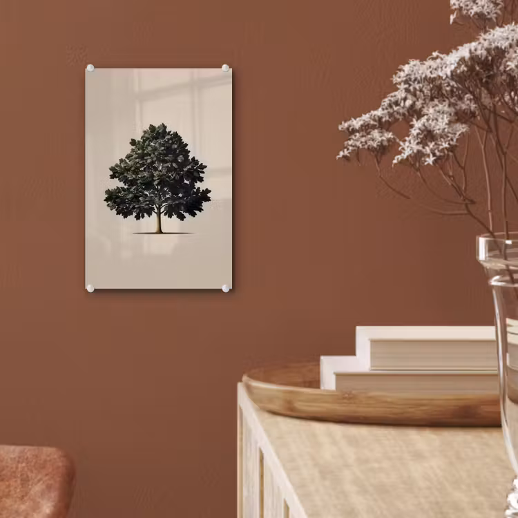 Glas schilderij - Eikenboom - Schaduw - Egaal — 6