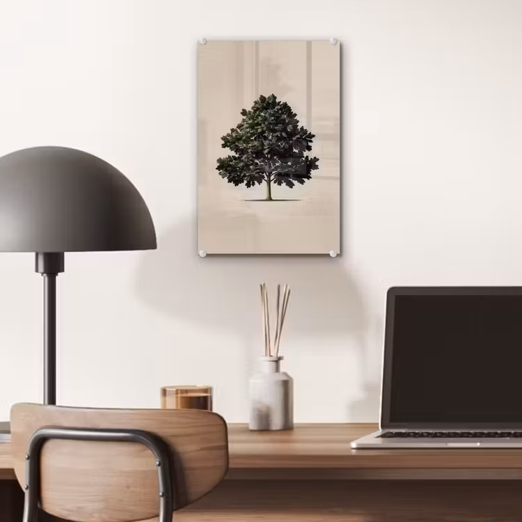 Glas schilderij - Eikenboom - Schaduw - Egaal — 7