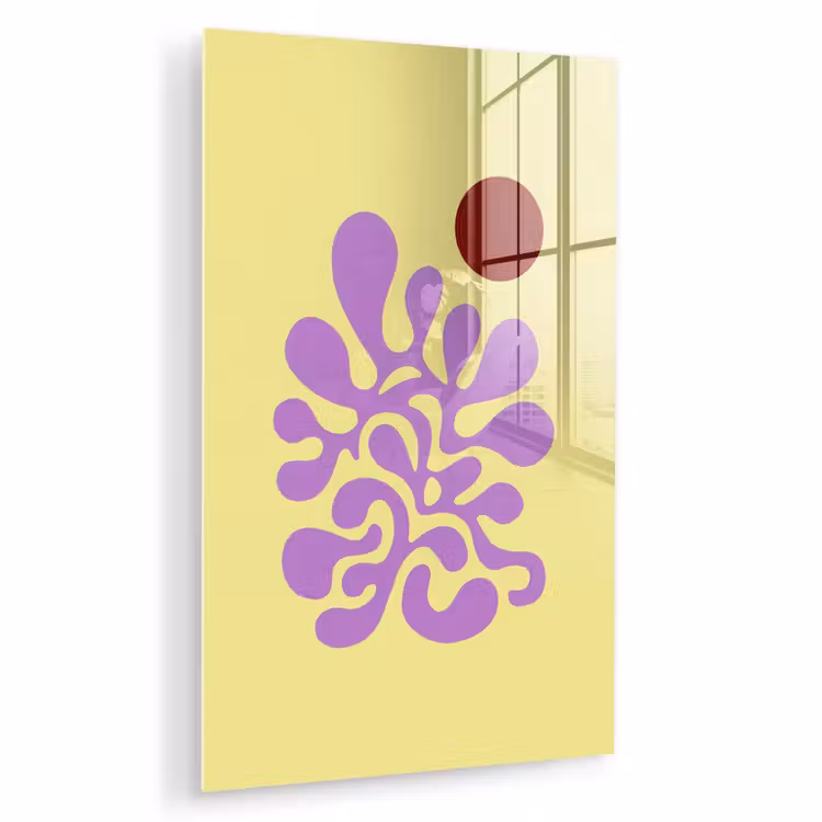 Glas schilderij - Koraal - Cirkel - Abstract - Geel — 1