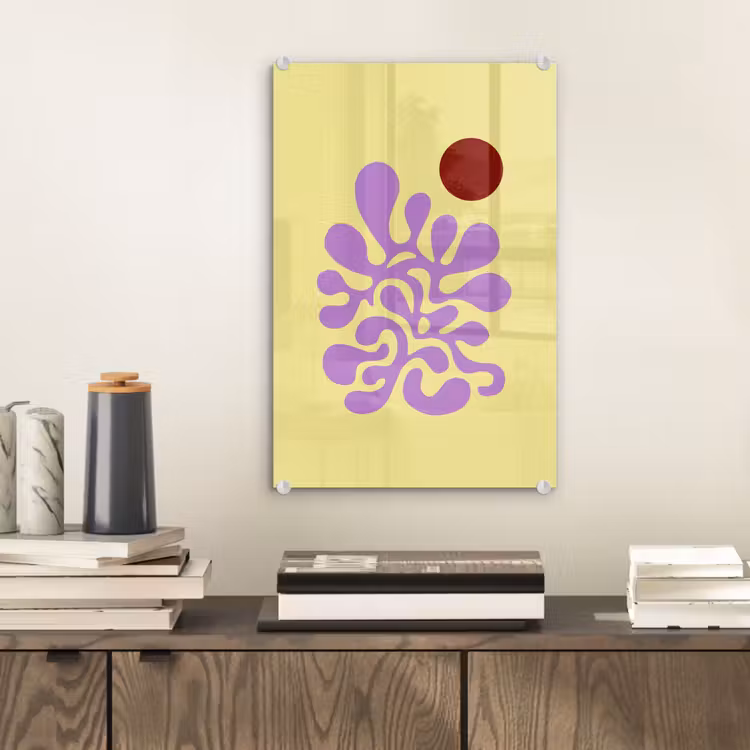 Glas schilderij - Koraal - Cirkel - Abstract - Geel — 2