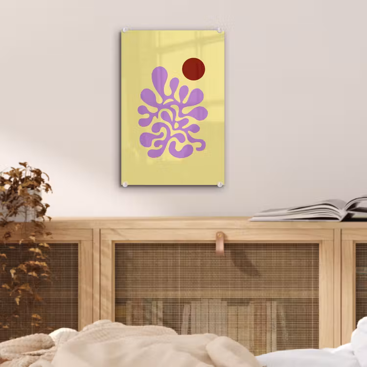 Glas schilderij - Koraal - Cirkel - Abstract - Geel — 5