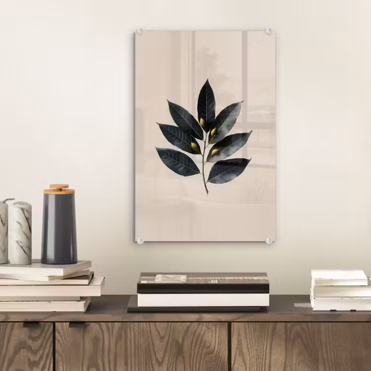 Glas schilderij - Laurierbladeren - Bloemknoppen - subtiel — 2