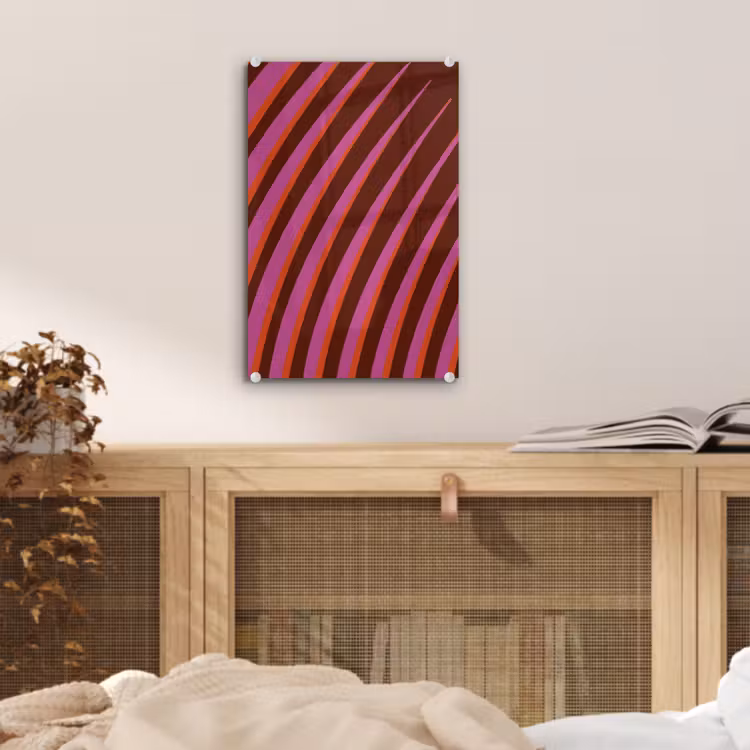 Glas schilderij - Lijnen - Rood - Beweging — 5