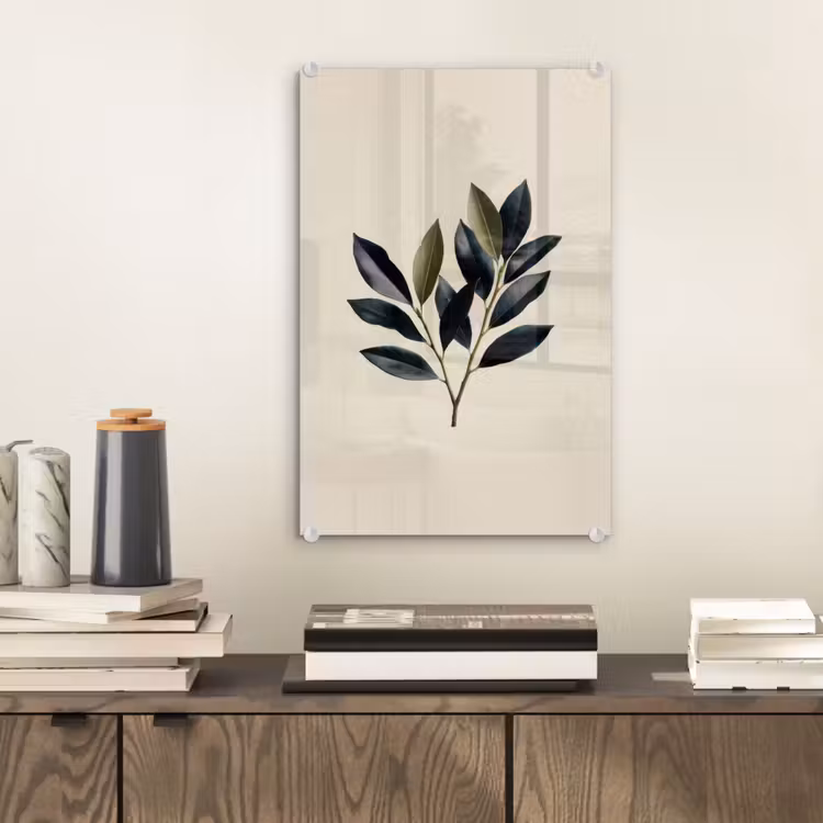 Glas schilderij - Ovaal - Olijfgroen - Simpel — 2